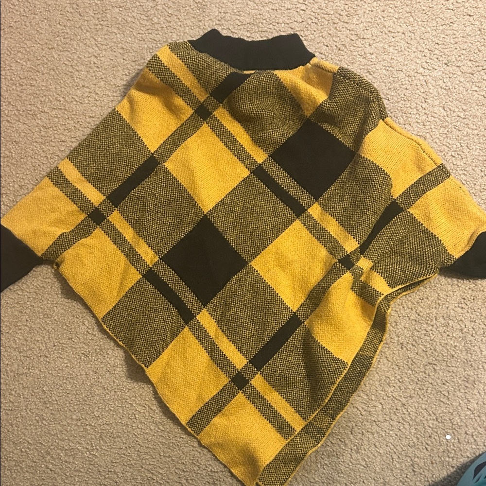 SHEIN Yellow and Black Checkered Poncho